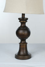 Load image into Gallery viewer, Pair Rubbed Bronze Urn Table Lamps 30 Inch Linen Shades Transitional Decor
