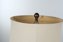 Load image into Gallery viewer, Pair Rubbed Bronze Urn Table Lamps 30 Inch Linen Shades Transitional Decor
