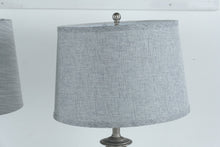 Load image into Gallery viewer, Modern Brushed Nickel Table Lamps Set of 2 With Gray Drum Shades
