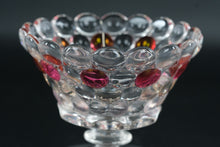 Load image into Gallery viewer, Clear Glass Hobnail Compote Bowl with Cranberry Jewel Accents
