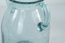 Load image into Gallery viewer, Hand Blown Aqua Glass Vase Double Handle Bubble Glass Jug Form 10 Inch
