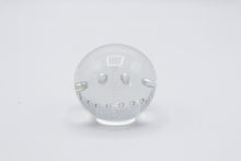 Load image into Gallery viewer, Signed Studio Art Glass Paperweight Clear Controlled Bubble Sphere 3 Inch
