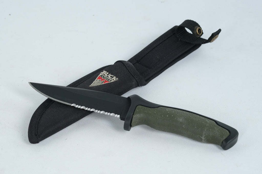 Buck Knives 655 Nighthawk Fixed Blade Knife – USA Made, Serrated Blade, Sheath, Boxed