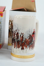 Load image into Gallery viewer, Budweiser Holiday Beer Steins Lot 1998 1999 2001 2012 Clydesdales w/ Boxes
