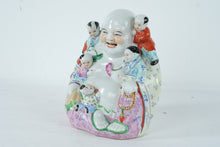Load image into Gallery viewer, Chinese Porcelain Laughing Buddha With Children Figurine Made in China 10 Inch
