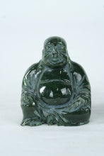 Load image into Gallery viewer, Carved Green Stone Laughing Buddha Figurines Pair Miniature Sculpture Set
