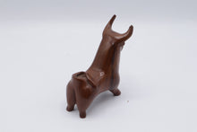 Load image into Gallery viewer, Hand Carved Wood Bull Figurine 4 Inch Rustic Folk Art Sculpture
