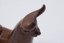 Load image into Gallery viewer, Hand Carved Wood Bull Figurine 4 Inch Rustic Folk Art Sculpture
