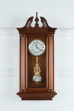 Load image into Gallery viewer, Bulova Regency-Style Wall Clock with Pendulum – Classic Mahogany Finish, Westminster Chime

