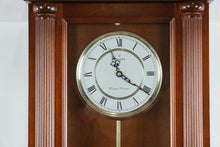 Load image into Gallery viewer, Bulova Regency-Style Wall Clock with Pendulum – Classic Mahogany Finish, Westminster Chime

