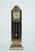 Load image into Gallery viewer, Bulova Miniature Grandfather Style Quartz Clock Gold Tone Japan 1988 B0550 With Box
