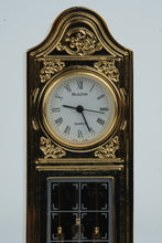 Load image into Gallery viewer, Bulova Miniature Grandfather Style Quartz Clock Gold Tone Japan 1988 B0550 With Box
