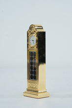 Load image into Gallery viewer, Bulova Miniature Grandfather Style Quartz Clock Gold Tone Japan 1988 B0550 With Box
