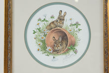 Load image into Gallery viewer, Judy Mizell Signed Numbered Bunny Print Framed Rabbit Cottage Wall Art
