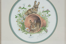 Load image into Gallery viewer, Judy Mizell Signed Numbered Bunny Print Framed Rabbit Cottage Wall Art
