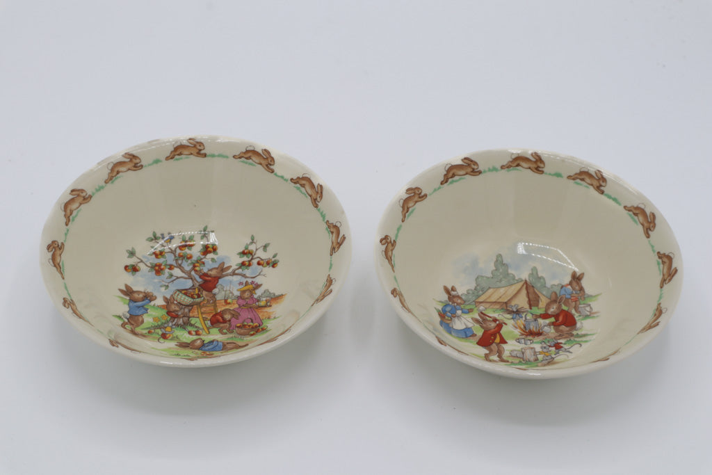 Royal Doulton Bunnykins Bowls – Pair of Nursery Ware Porcelain Bowls, England