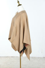 Load image into Gallery viewer, Burberry London Camel Wool Cashmere Check Reversible Zip Cape Poncho Italy
