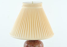 Load image into Gallery viewer, Burgundy &amp; Gold Urn Table Lamp – Embossed Floral Design – 29.5&quot; Tall
