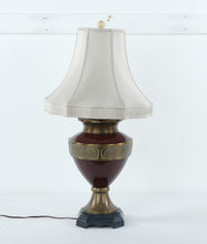 Load image into Gallery viewer, Regal Burgundy &amp; Brass Urn Lamp
