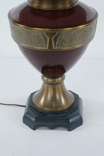 Load image into Gallery viewer, Regal Burgundy &amp; Brass Urn Lamp
