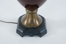Load image into Gallery viewer, Regal Burgundy &amp; Brass Urn Lamp
