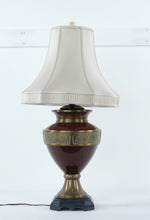 Load image into Gallery viewer, Regal Burgundy &amp; Brass Urn Lamp
