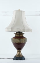 Load image into Gallery viewer, Regal Burgundy &amp; Brass Urn Lamp

