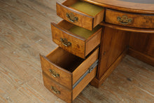 Load image into Gallery viewer, Rare Antique Burl Wood Corner Writing Desk with Inlaid Top &amp; Brass Hardware
