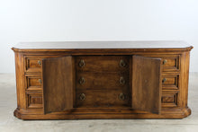Load image into Gallery viewer, Traditional Walnut Triple Dresser with Nine Drawers and Center Cabinet
