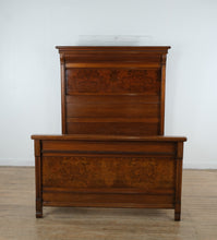 Load image into Gallery viewer, Victorian Eastlake Style Burled Walnut High-Back Full Size Bed, 72” Tall
