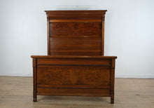 Load image into Gallery viewer, Victorian Eastlake Style Burled Walnut High-Back Full Size Bed, 72” Tall
