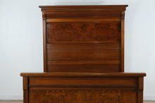 Load image into Gallery viewer, Victorian Eastlake Style Burled Walnut High-Back Full Size Bed, 72” Tall
