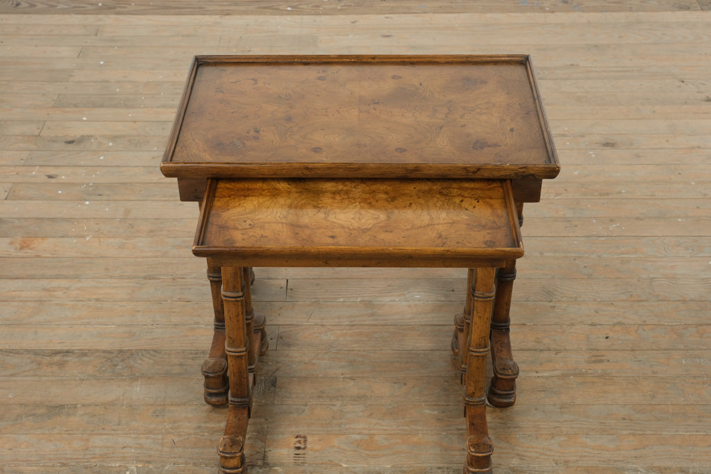 Pair of Burled Walnut Nesting Tables by Drexel Heritage