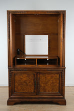 Load image into Gallery viewer, Traditional Burl Wood Two-Piece Cabinet with Carved Detailing &amp; Interior Drawers
