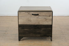 Load image into Gallery viewer, Rustic Industrial Lateral File Cabinet – 2 Drawer, Charred Wood &amp; Gray Finish
