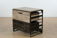 Load image into Gallery viewer, Rustic Industrial Lateral File Cabinet – 2 Drawer, Charred Wood &amp; Gray Finish

