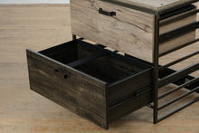 Load image into Gallery viewer, Rustic Industrial Lateral File Cabinet – 2 Drawer, Charred Wood &amp; Gray Finish
