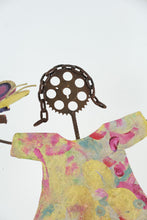 Load image into Gallery viewer, Whimsical Dancing Girl Metal Sculpture Butterfly Floral Dress Folk Art 38 Inch

