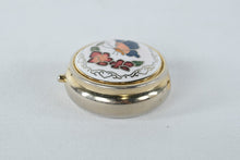 Load image into Gallery viewer, Vintage Cloisonne Pill Box Butterfly Floral Trinket Case Brass Tone
