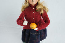 Load image into Gallery viewer, Byers Choice Traditional Child Girl Caroler Holding Orange 1999 Christmas Figure
