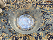 Load image into Gallery viewer, Vintage Etched Clear Glass Mixing or Serving Bowl – Floral &amp; Leaf Pattern

