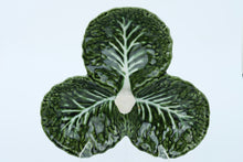 Load image into Gallery viewer, Vintage Portuguese Cabbage Leaf Ceramic Divided Dish – 12” Wide
