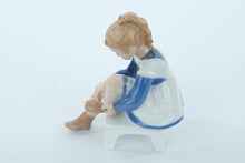 Load image into Gallery viewer, &quot;B&amp;G Copenhagen Porcelain Figurine – Girl Tying Shoe #2373&quot;
