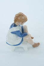Load image into Gallery viewer, &quot;B&amp;G Copenhagen Porcelain Figurine – Girl Tying Shoe #2373&quot;
