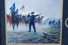 Load image into Gallery viewer, Fredericksburg Historical Prints Civil War Cavalry Dual Framed Art – Union Cavalry Command by Mort Künstler – 36.5” x 16.5”
