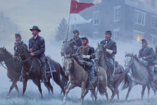 Load image into Gallery viewer, Fredericksburg Historical Prints Civil War Cavalry Dual Framed Art – Union Cavalry Command by Mort Künstler – 36.5” x 16.5”
