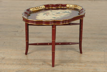 Load image into Gallery viewer, Painted Red Table with Folding Faux Bamboo Base

