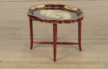 Load image into Gallery viewer, Painted Red Table with Folding Faux Bamboo Base

