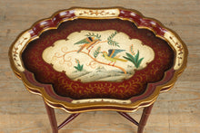 Load image into Gallery viewer, Painted Red Table with Folding Faux Bamboo Base
