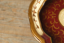 Load image into Gallery viewer, Painted Red Table with Folding Faux Bamboo Base
